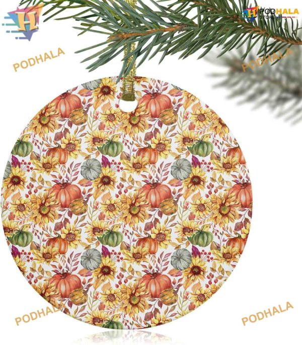 Orange Teal Pumpkin 2023 Family Christmas Ornaments