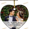 Our First Christmas 2023 Custom Photo Couple Ornament, Personalized Ceramic Newlywed Gift