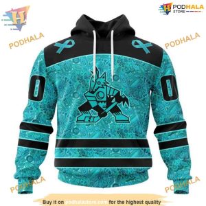 Ovarian Cancer Fight NHL Arizona Coyotes Hoodie 3D Personalized Arizona Coyotes Merch 1