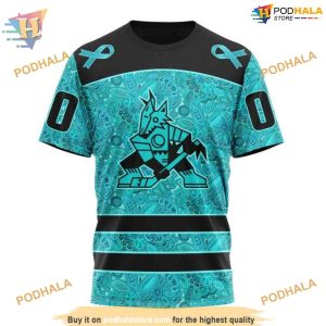 Ovarian Cancer Fight NHL Arizona Coyotes Hoodie 3D Personalized Arizona Coyotes Merch 3