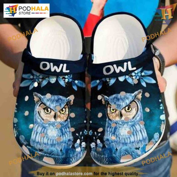 Owl Classic Clogs Floral Water Shoes Crocs, Cute Floral Christmas Gift Ideas