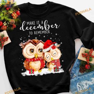 Owl Couple Warm December Shirt, Romantic Matching Family Xmas Shirt