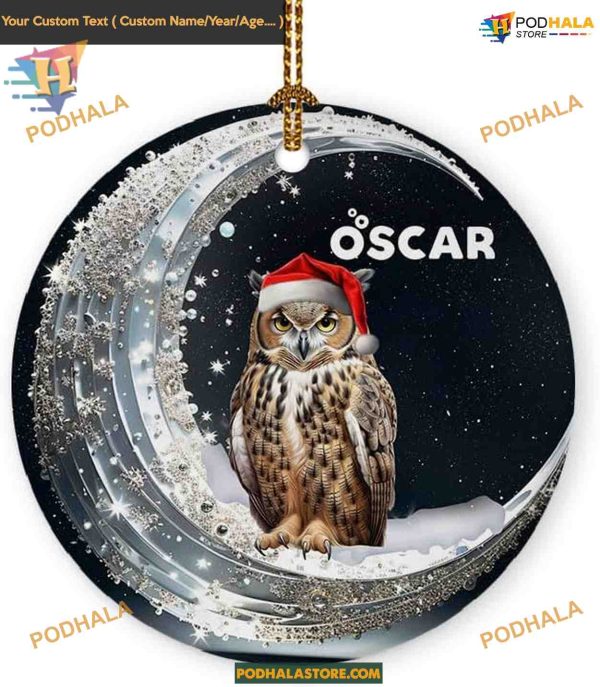 Owl Xmas Tree Hanging Decor Ornament, Personalized Family Christmas Ornaments