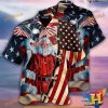 Patriotic America Yuletide Aloha Shirt, Santa Hawaiian Shirt
