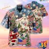 Patriotic American Xmas Hawaiian Wear, Mens Christmas Hawaiian Shirt
