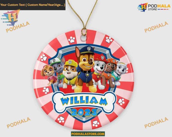 Paw Patrol Dog Christmas 2023 Ornament, Personalized Family Ornament, Kids Gifts