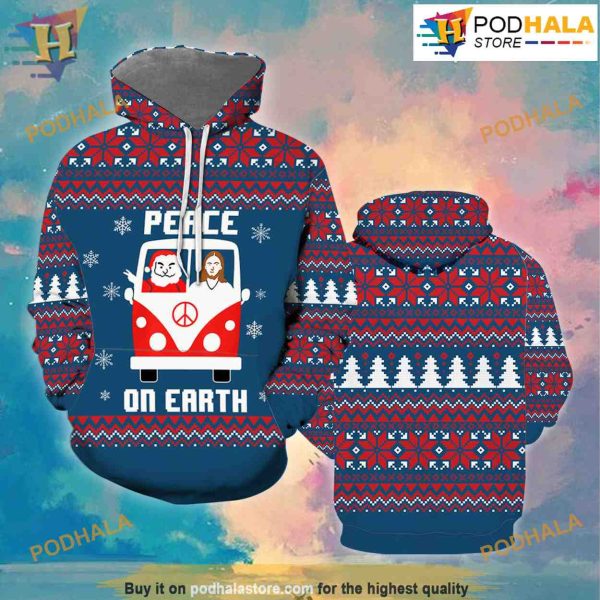 Peace On Earth 3D Funny Hoodie Christmas, Xmas Gifts