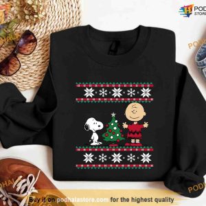 Peanuts Christmas Tree Sweatshirt, Trendy Snoopy Winter Shirt