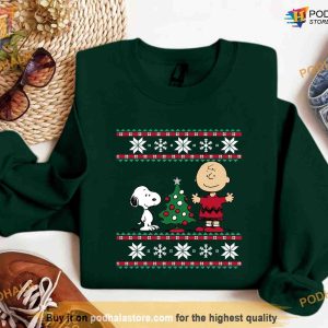 Peanuts Christmas Tree Sweatshirt Trendy Snoopy Winter Shirt 2