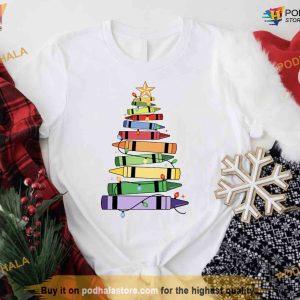 Pencil Lights Christmas Tree Teacher Sweatshirt Christmas Gift For Teacher 2