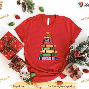 Pencil Lights Christmas Tree Teacher Sweatshirt Christmas Gift For Teacher 3