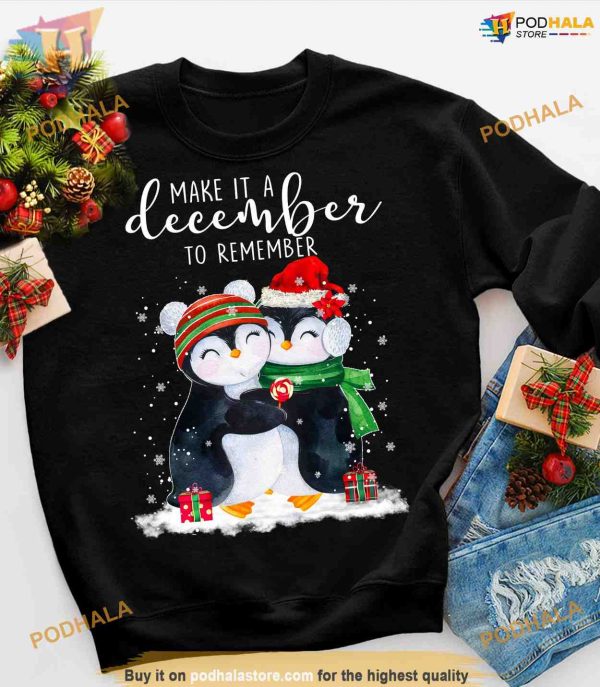 Penguin Couple December Shirt, Charming Family Funny Christmas Shirt
