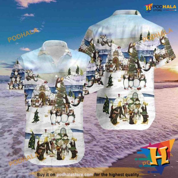 Penguin Decor Xmas Aloha Shirt, Funny Christmas Gift Ideas