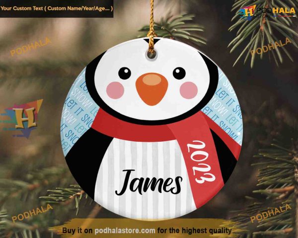 Penguin Playtime Personalized Christmas Ornament, Cute & Festive Gifts