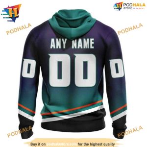 Persionalized NHL Retro Gradient Design Mighty Ducks Hoodie 3D 2