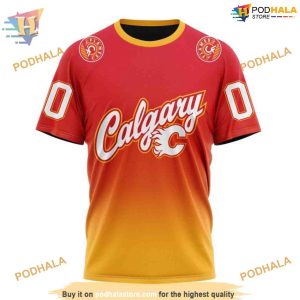 Persionalized Retro Gradient Design NHL Calgary Flames Hoodie 3D Sweatshirt 3