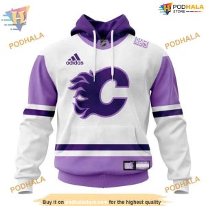 Personalize 2023 Hockey Fight Cancer NHL Calgary Flames Hoodie 3D 1