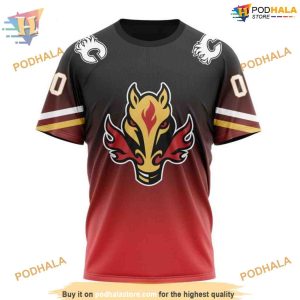 Personalize New Gradient Series Concept NHL Calgary Flames Hoodie 3D 3