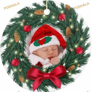 Personalized 2023 Ornaments Custom Christmas Tree Decorations, Ceramic Photo Text Design