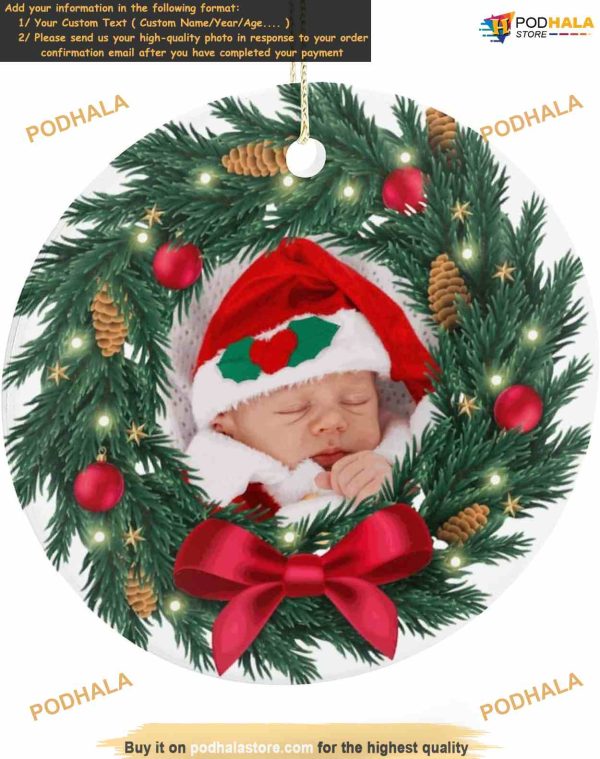 Personalized 2023 Ornaments Custom Christmas Tree Decorations, Ceramic Photo Text Design