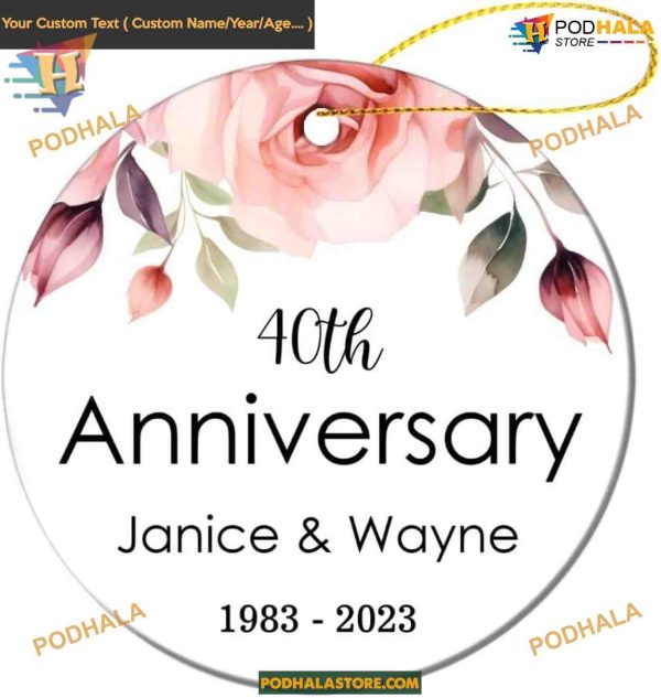 Personalized 40th Wedding Anniversary Ornament, Custom 2023 Valentine’s Gift for Parents