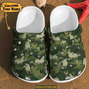 Personalized Animal Crocs Camo Chicken, Funny Crocs for Adults and Kids