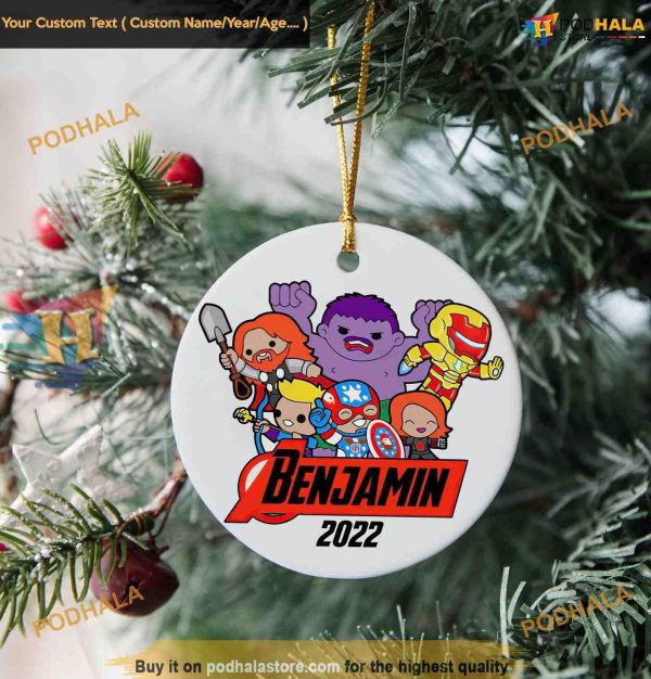 Personalized Avengers Bootleg Ornament, Superhero Christmas Fun