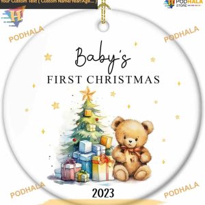 Personalized Baby First Christmas 2023 Ornament, Family Tree Decoration