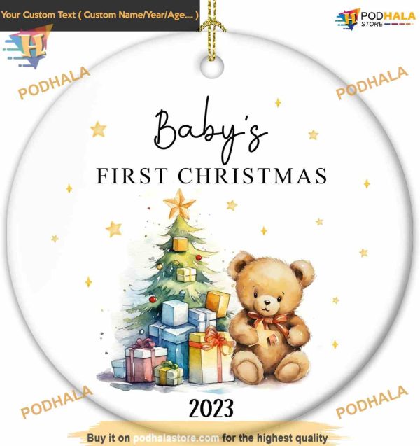 Personalized Baby First Christmas 2023 Ornament, Family Tree Decoration