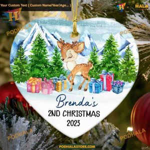 Personalized Baby's 2nd Christmas Ornament 2023, Custom Ceramic Keepsake