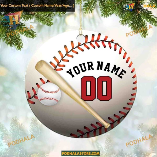 Personalized Baseball Ornament, Custom Christmas 2023, Family Name Ornaments