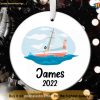 Personalized Boating Christmas Ornament, Boating Santa Ornament