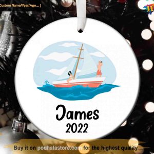 Personalized Boating Christmas Ornament, Boating Santa Ornament