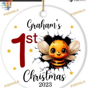 Personalized Bumblebee Baby's First Christmas 2023 Ornament, Gift for Baby