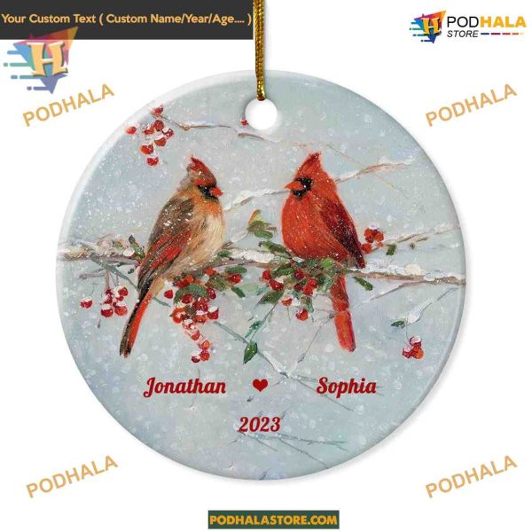 Personalized Cardinals 1st Christmas Together Ornament 2023, Custom Decoration