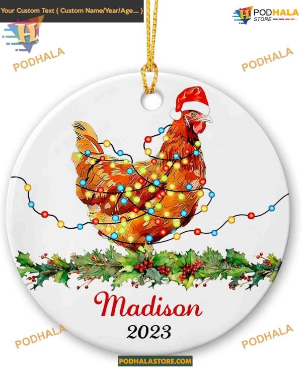 Personalized Chicken 2023 Ceramic Ornament for Chicken Lovers