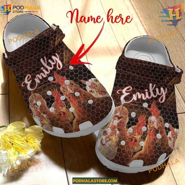 Personalized Chicken Net Crocs, Funny Crocs for Adults