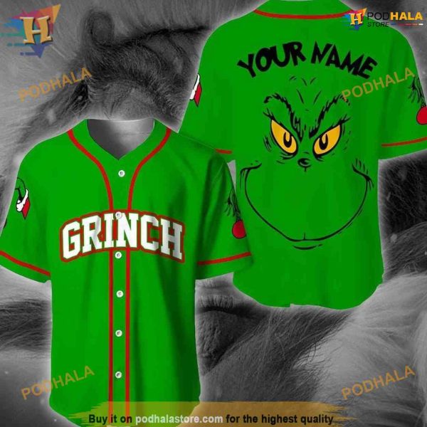 Personalized Christmas Grinch Baseball Jersey, Feeling Extra Grinch Xmas Gift