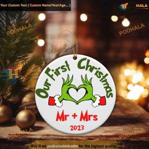 Personalized Couples Grinch Xmas Ornament Newlyweds Grinch Christmas Tree Decor 2
