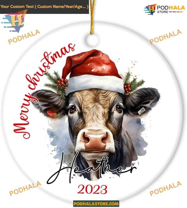 Personalized Cow 2023 Christmas Ornament, Animal Lover Xmas Gift