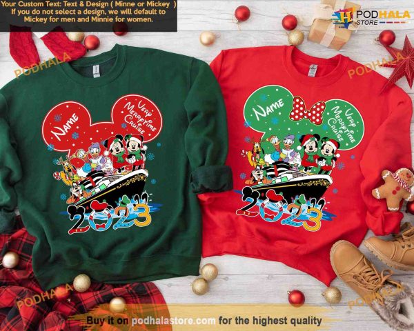 Personalized Disney Merrytime Cruise 2023 Shirt, Christmas Mickey Friends, Christmas Family Disney Shirt