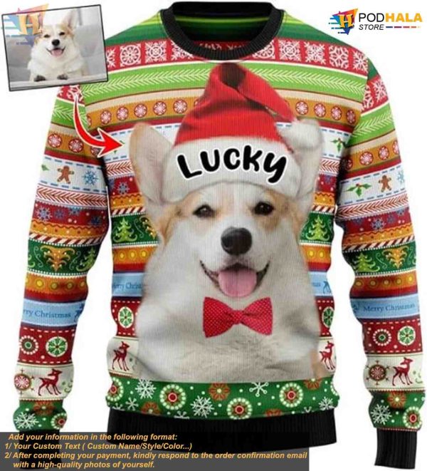 Personalized Dog Photo Ugly Christmas Sweater, Custom Pet Gift