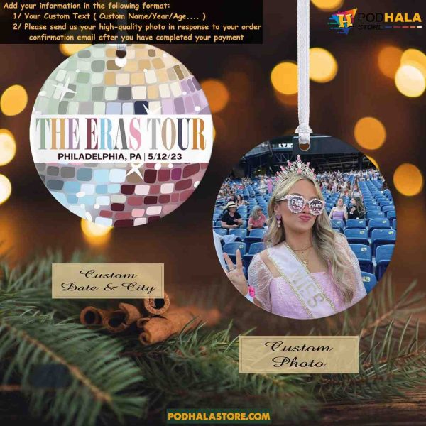 Personalized Era Photo Ornament, Custom Family Ornaments, Concert Memorabilia