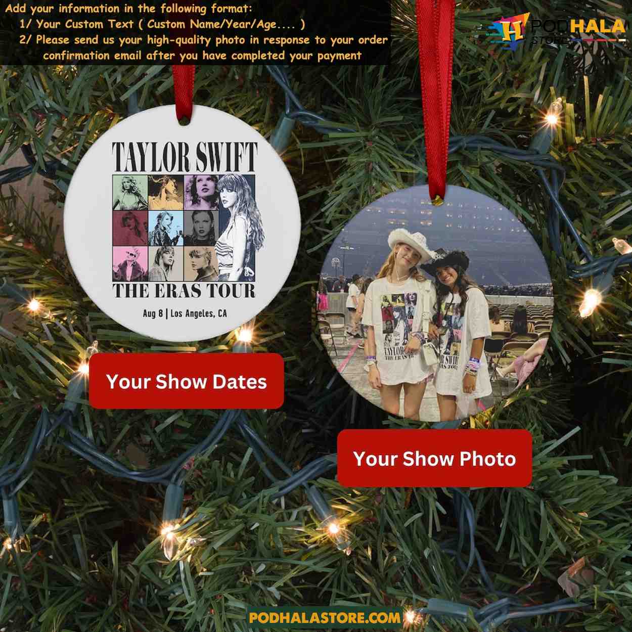 Eras Tour Ornament Custom Text Upload Photo Taylor Swift Christmas