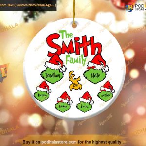 Personalized Family Christmas Ornament, The Grinch Tree Decoration