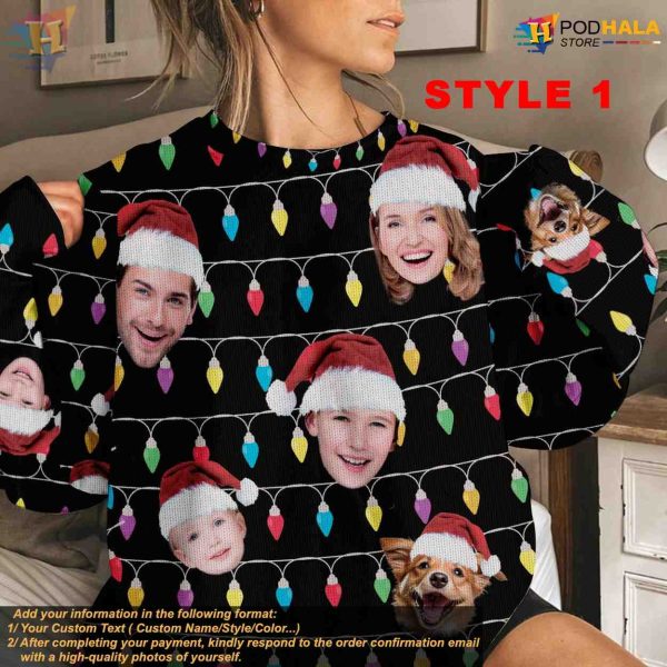 Personalized Family Christmas Sweater, Custom Ugly Photo Sweater