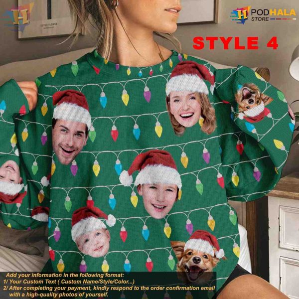 Personalized Family Christmas Sweater, Custom Ugly Photo Sweater