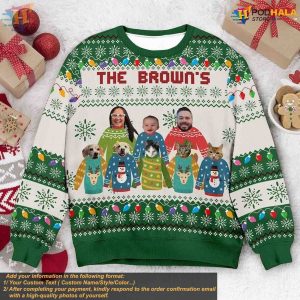 Personalized Family Photo Christmas Sweater, Custom Ugly Xmas Design
