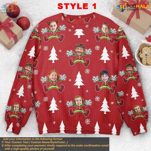 Personalized Family Xmas Sweater, Custom Photo Ugly Christmas Gift