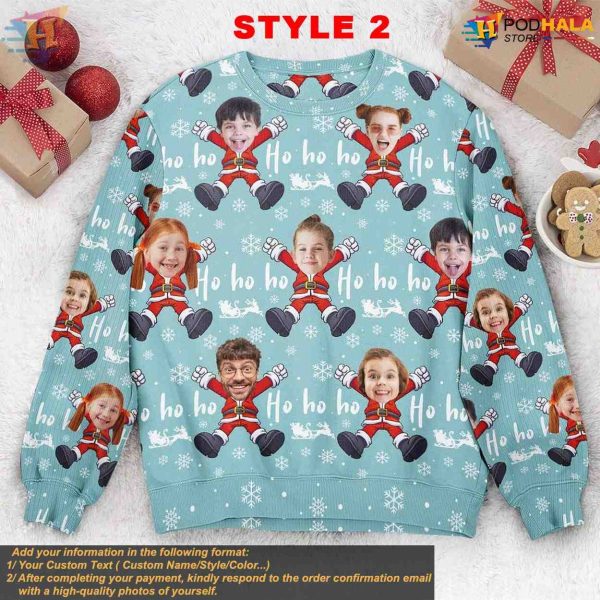 Personalized Family Xmas Sweater, Custom Photo Ugly Christmas Gift